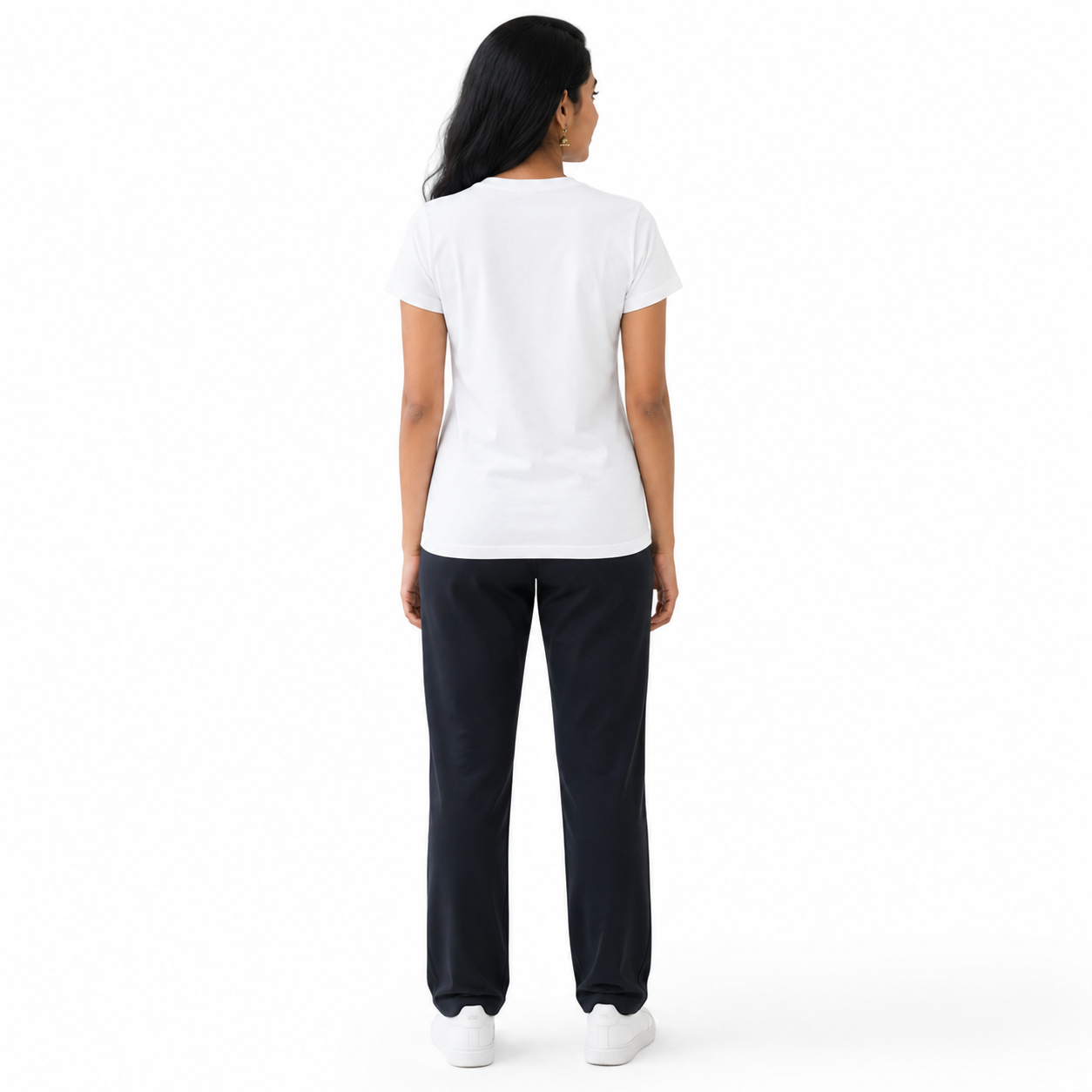 "Today I'm Powerful women's white graphic t-shirt with boho illustration of confident woman in golden sunglasses — QuickPress Apparel"